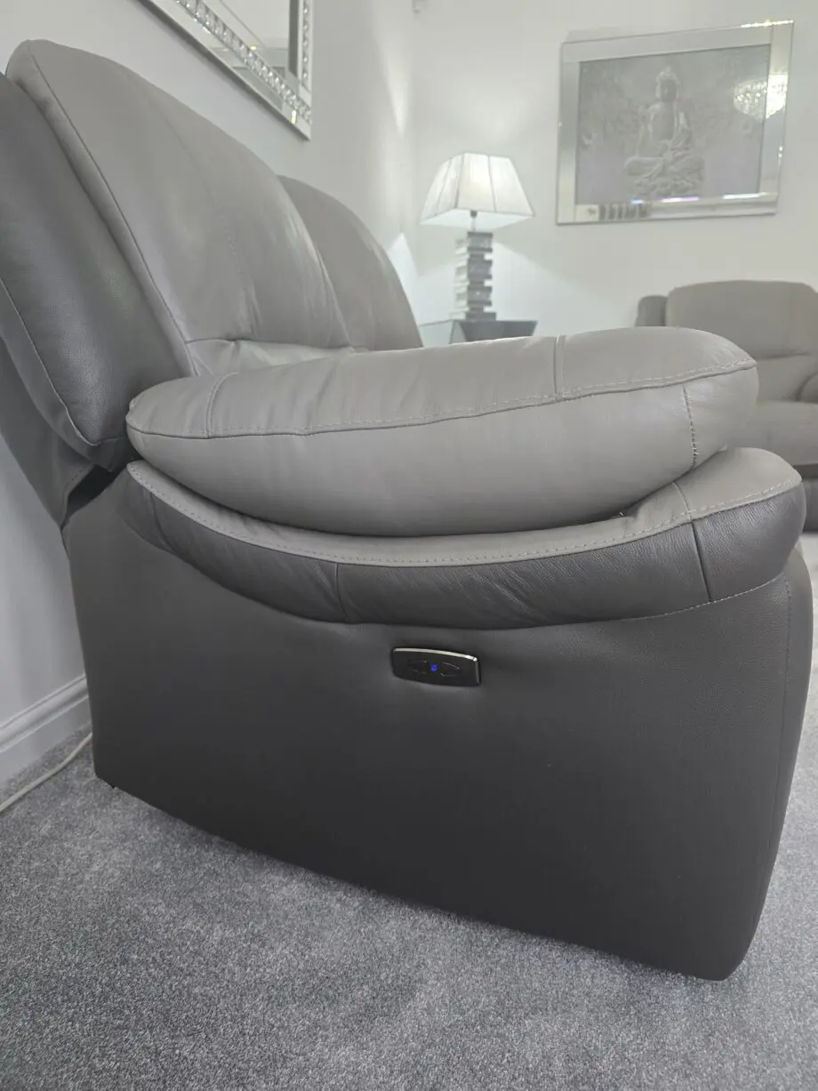 SCS two tone grey 2 seater recliner and Static chair
