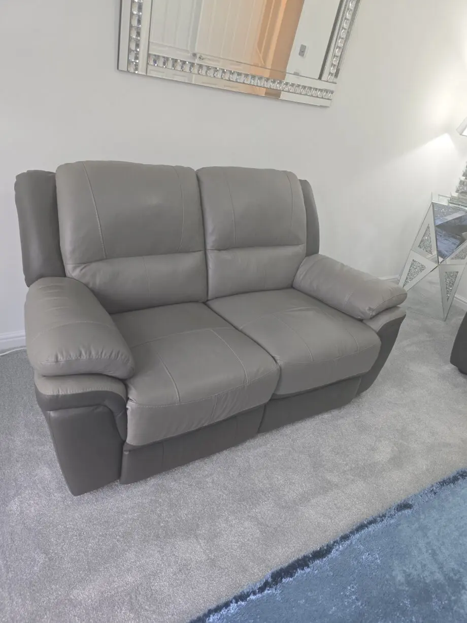 SCS two tone grey 2 seater recliner and Static chair