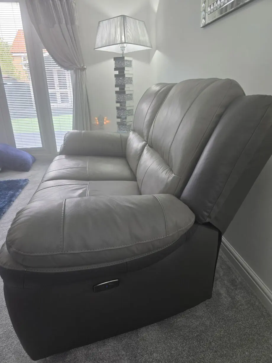 SCS two tone grey 2 seater recliner and Static chair