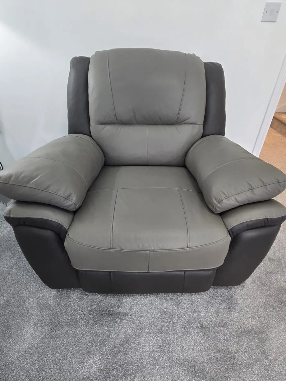 SCS two tone grey 2 seater recliner and Static chair