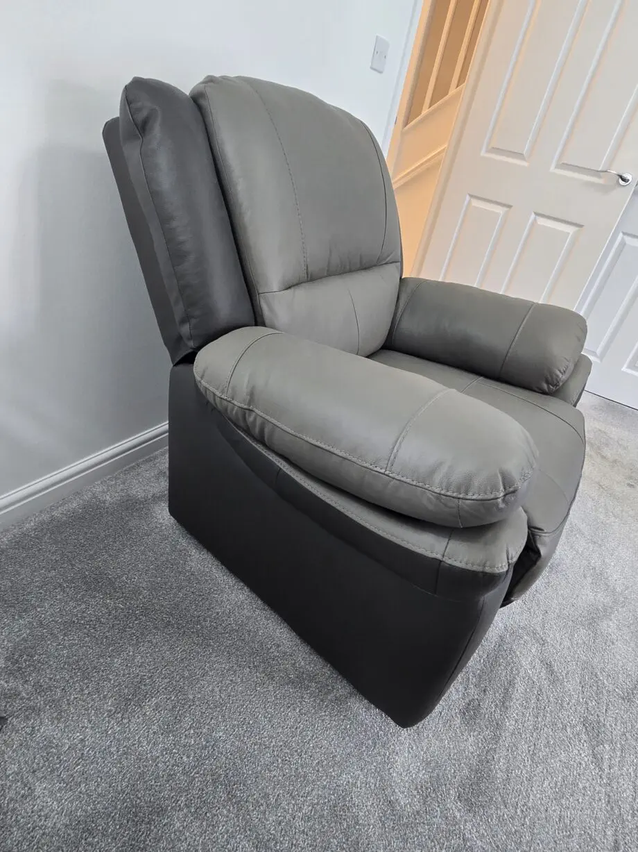 SCS two tone grey 2 seater recliner and Static chair