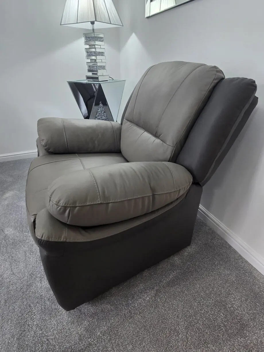 SCS two tone grey 2 seater recliner and Static chair
