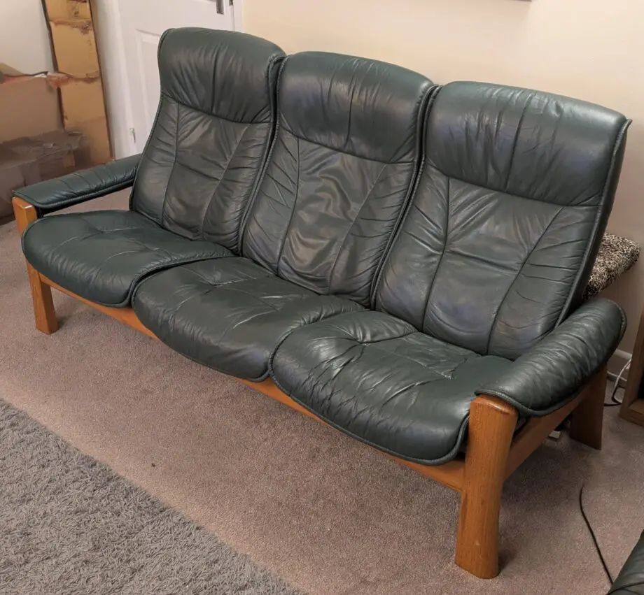 Ekornes Stressless 3 seater recliner in bottle green