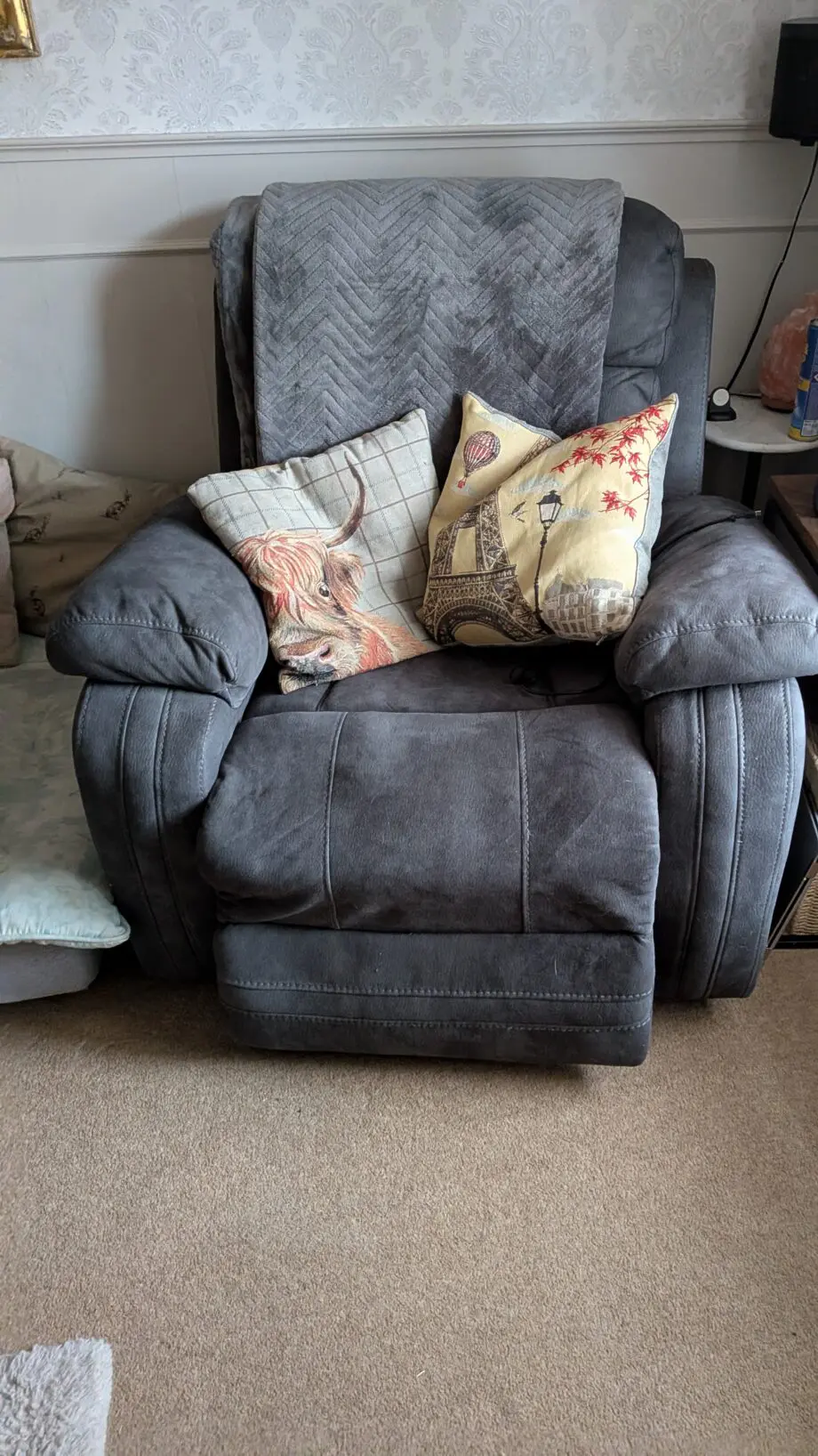 Gray recliner chair