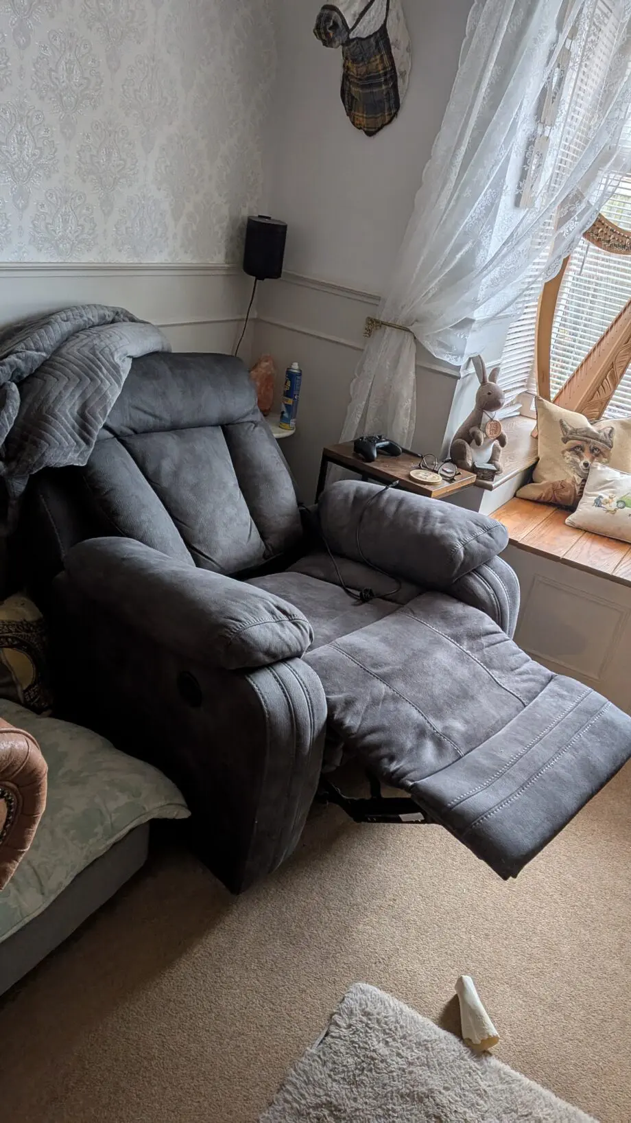 Gray recliner chair
