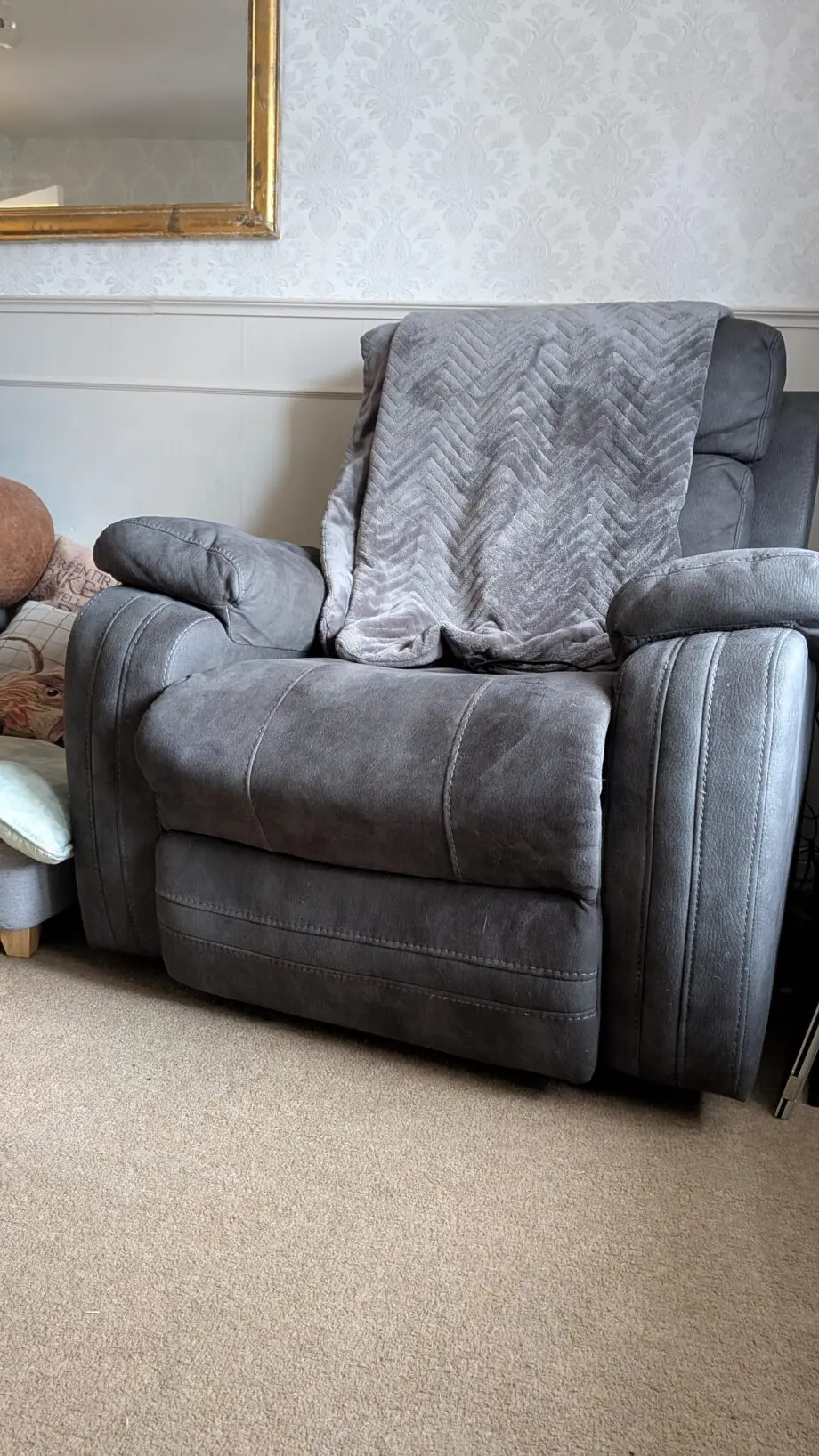 Gray recliner chair