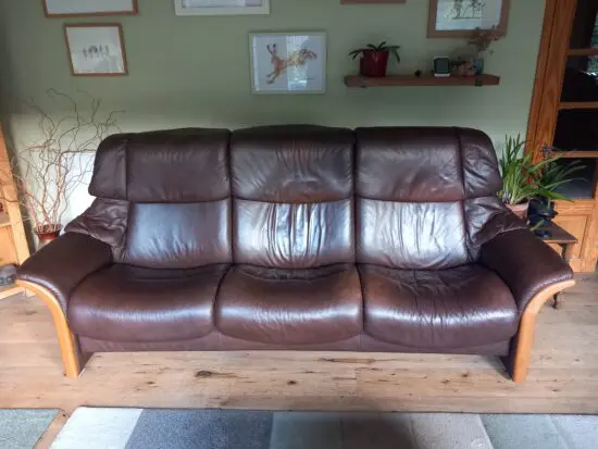 'Stressless' brown leather Recliner 3 seater sofa