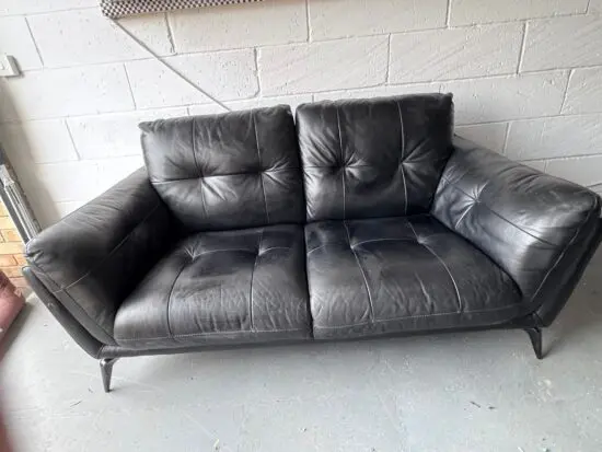1 x DFS Harlan Black Leather 3 seater sofa