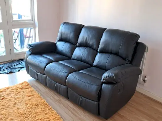 Leather recliner 3 seater black