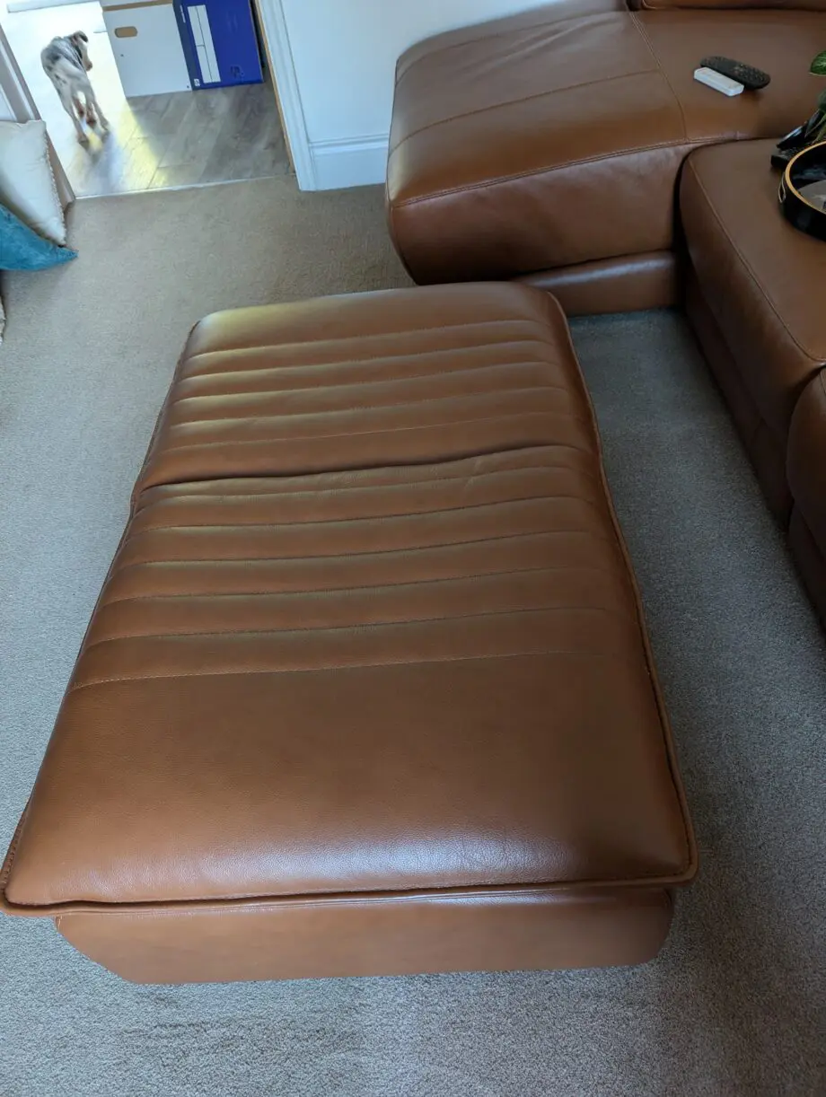 Sofology metz cognac leather. Power recliner and power headrest