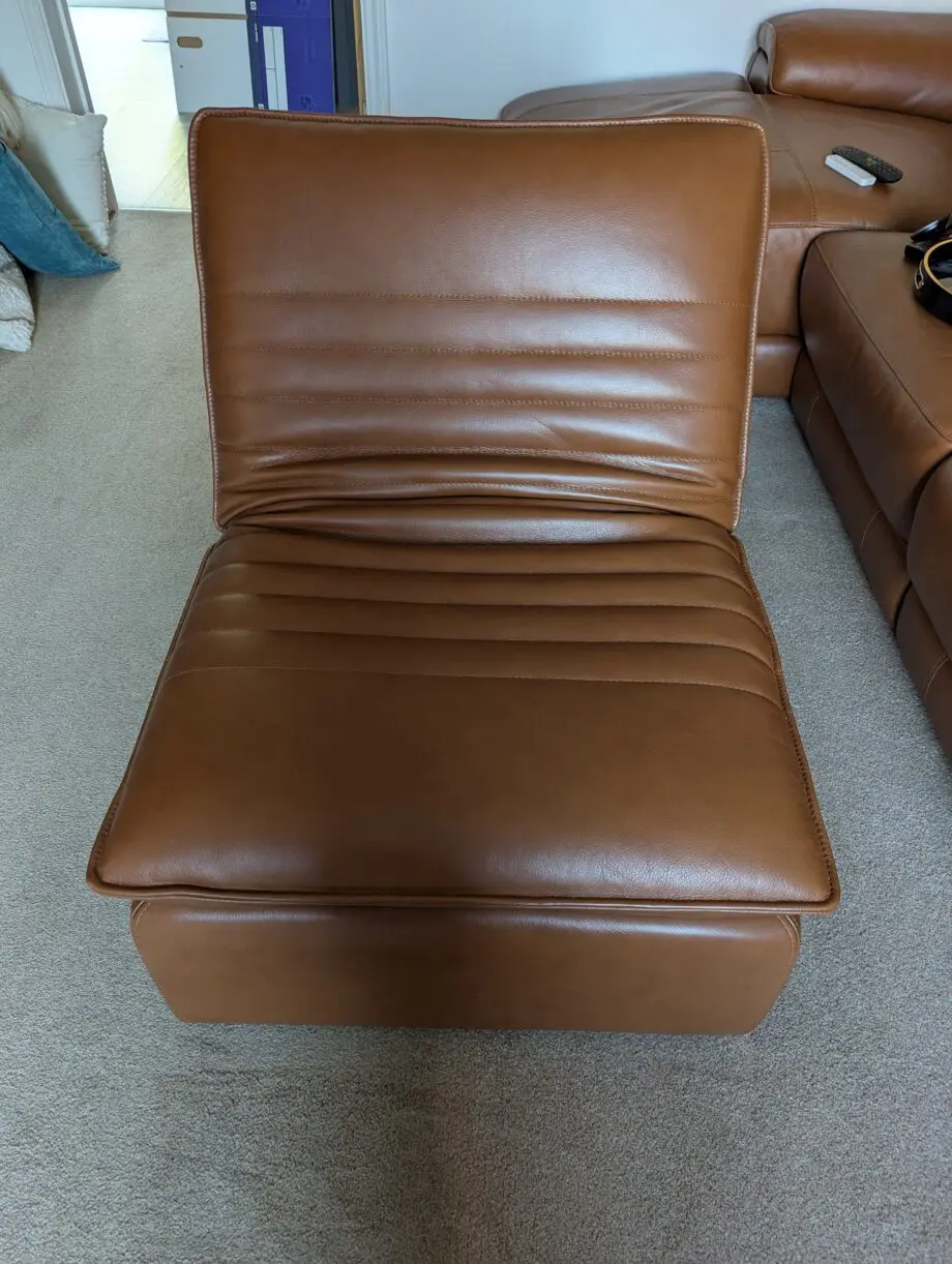 Sofology metz cognac leather. Power recliner and power headrest