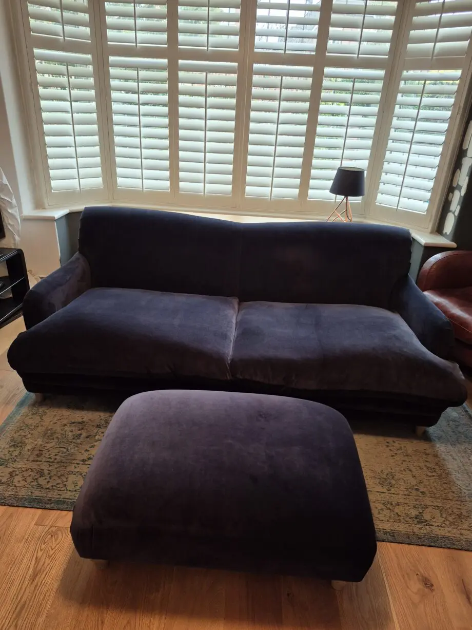 Loaf pudding sofa and sugar plum footstool