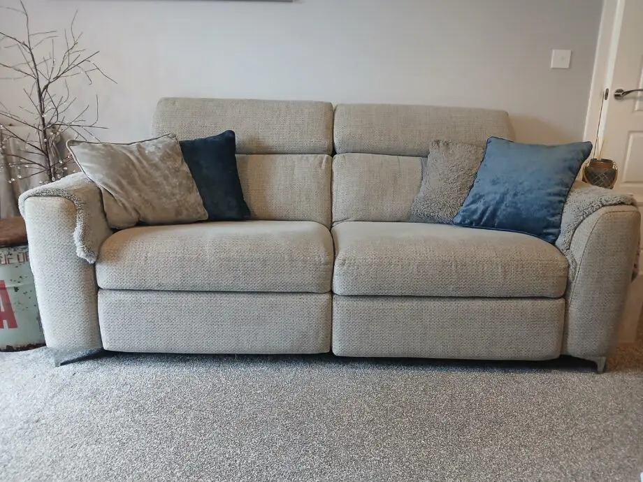 Light Grey Fabric 3 Seater Electric Recliner Sofa