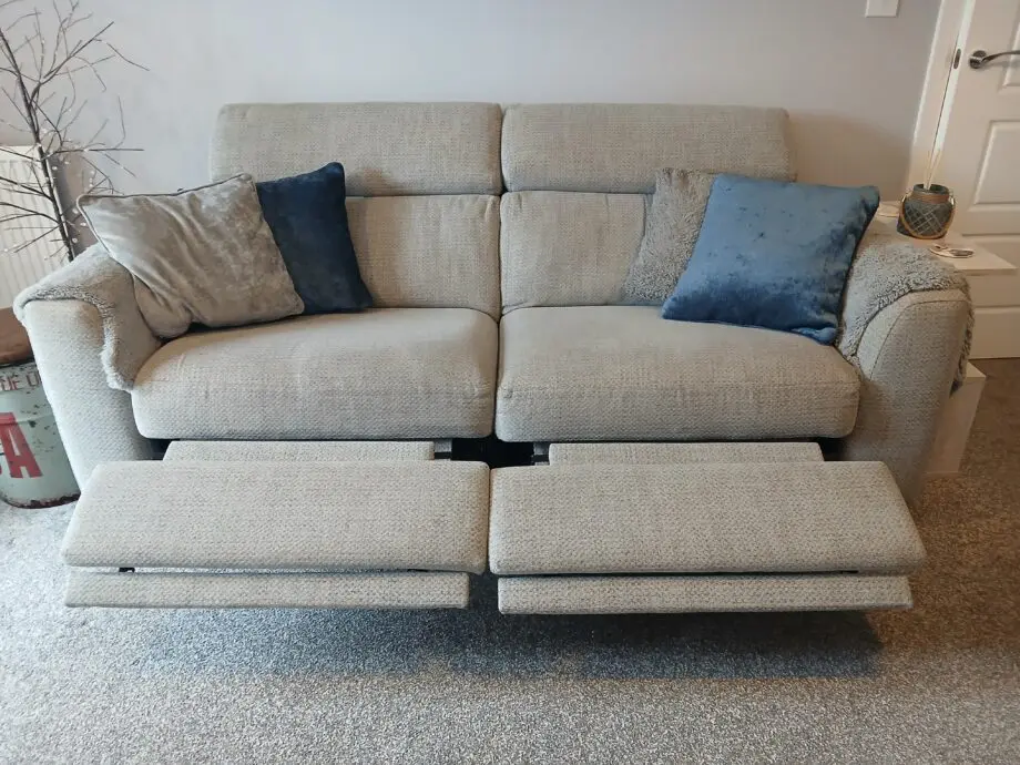 Light Grey Fabric 3 Seater Electric Recliner Sofa