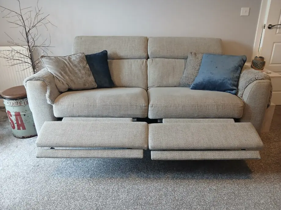 Light Grey Fabric 3 Seater Electric Recliner Sofa