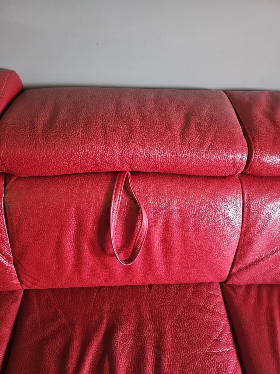 DFS Large Red Leather Sofa Bed
