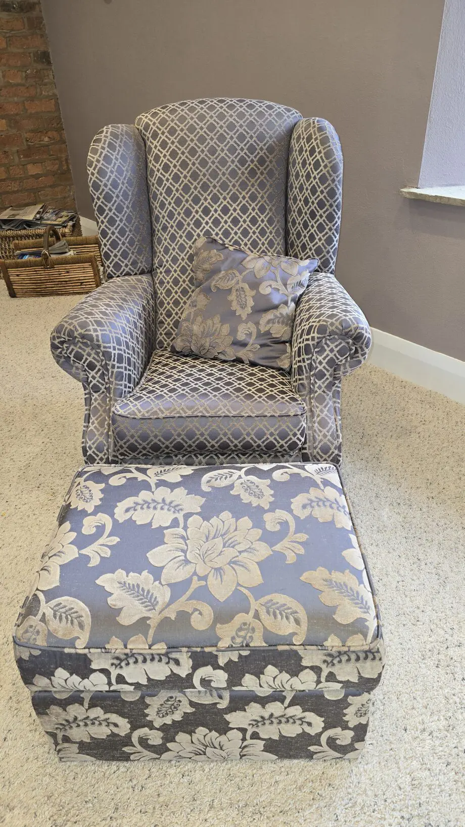 Sofa set with chair and footstool