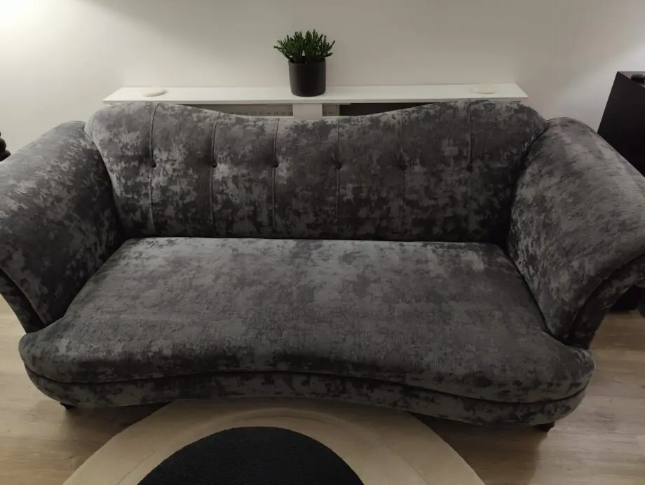 Dark grey crushed velvet sofa