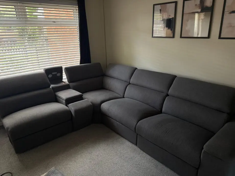 DFS Hike right facing Power recliner sofa with footstool and Single Arm chair , Charcoal grey