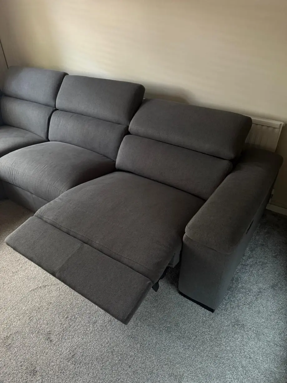 DFS Hike right facing Power recliner sofa with footstool and Single Arm chair , Charcoal grey