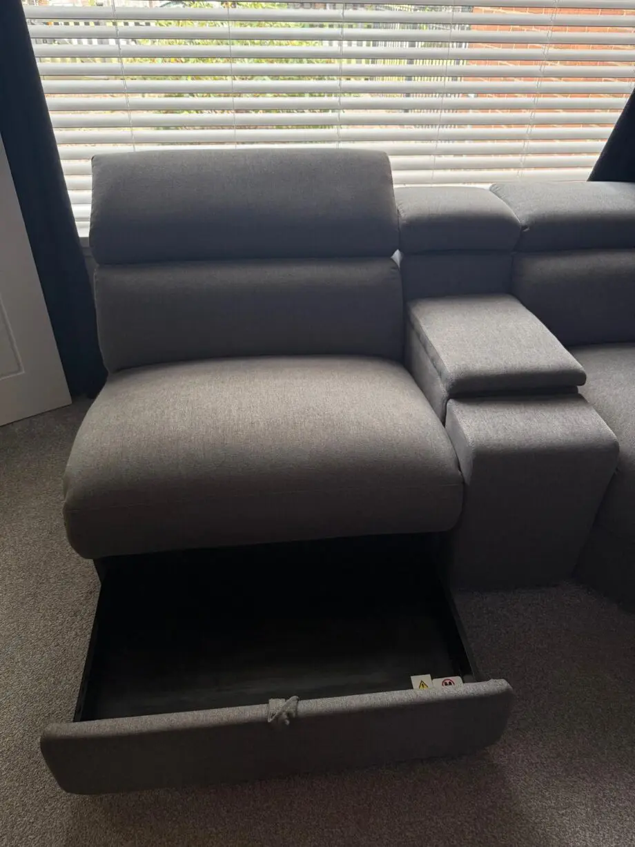DFS Hike right facing Power recliner sofa with footstool and Single Arm chair , Charcoal grey