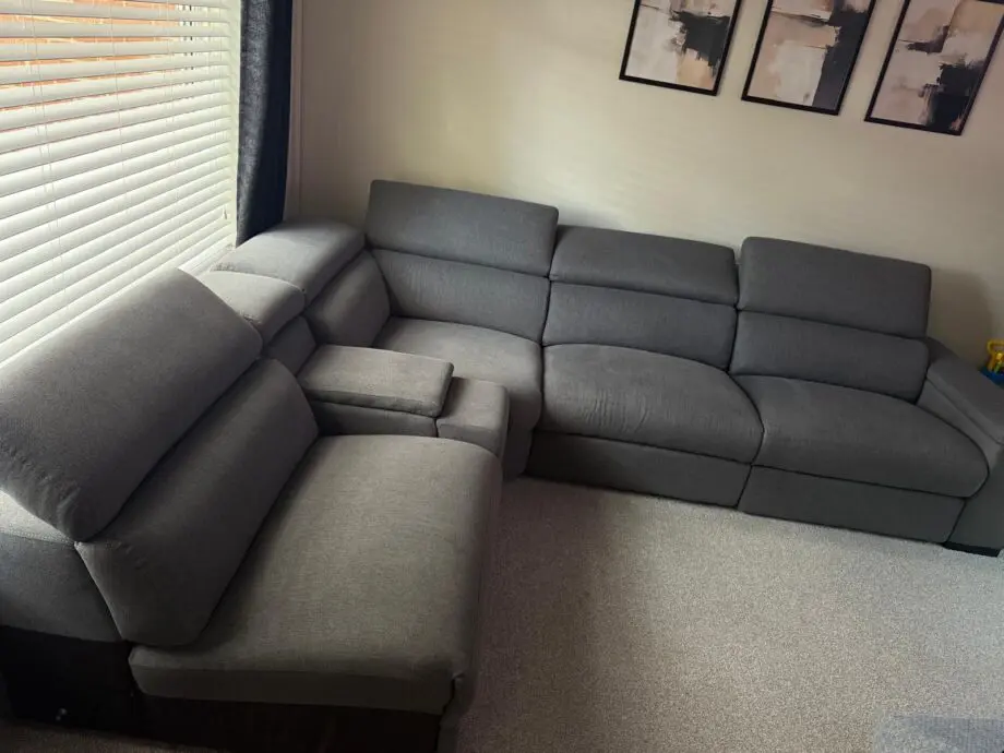 DFS Hike right facing Power recliner sofa with footstool and Single Arm chair , Charcoal grey