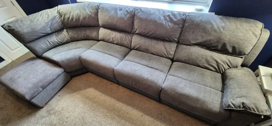 Oak Furniture Land GOODWOOD Charcoal Modular 4 Seat right hand Corner recliner with footstool