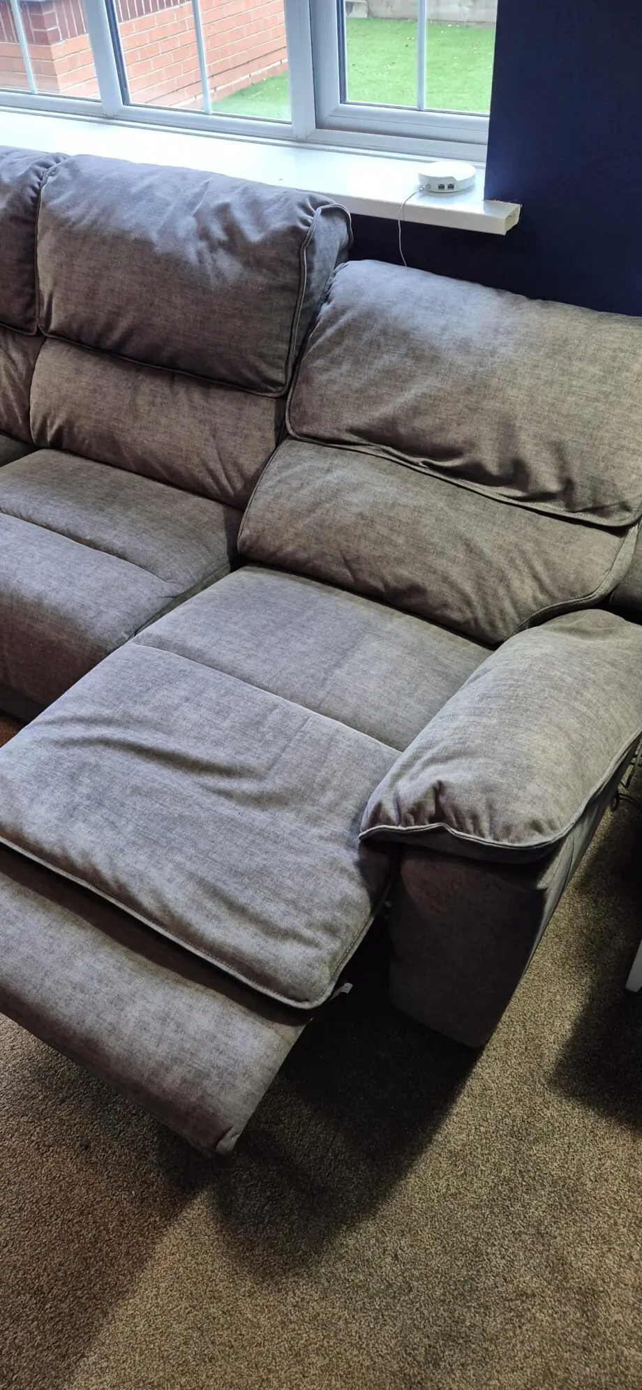 Oak Furniture Land GOODWOOD Charcoal Modular 4 Seat right hand Corner recliner with footstool
