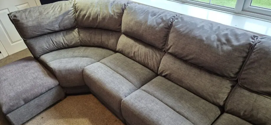 Oak Furniture Land GOODWOOD Charcoal Modular 4 Seat right hand Corner recliner with footstool