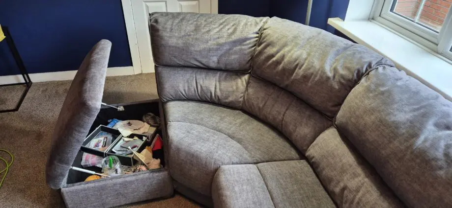 Oak Furniture Land GOODWOOD Charcoal Modular 4 Seat right hand Corner recliner with footstool