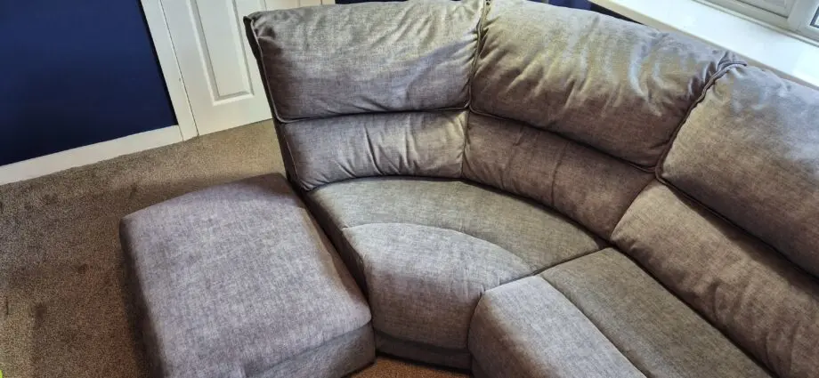 Oak Furniture Land GOODWOOD Charcoal Modular 4 Seat right hand Corner recliner with footstool
