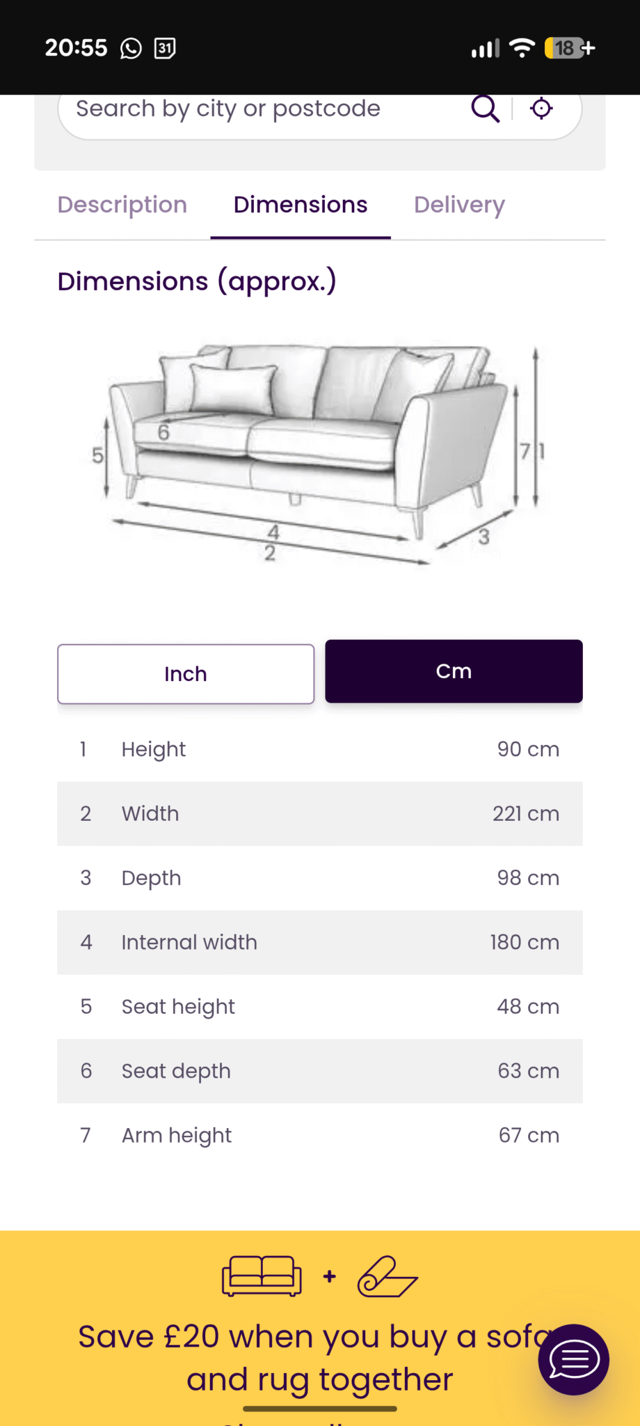 DFS Libby 3 Seater Sofa
