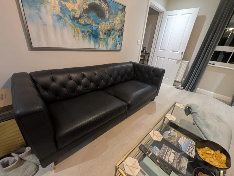 Capriotti 3-Seater Black Leather Sofa – Denelli Italia