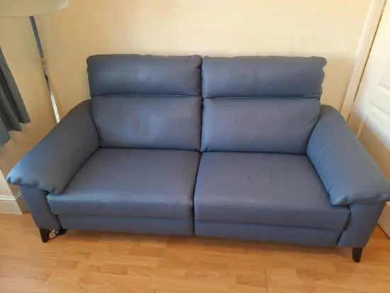 Fishpools Treviso collection 3 seater and 2 seater blue leather sofas
