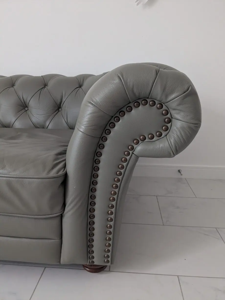 DFS leather Chesterfield sofa and armchair