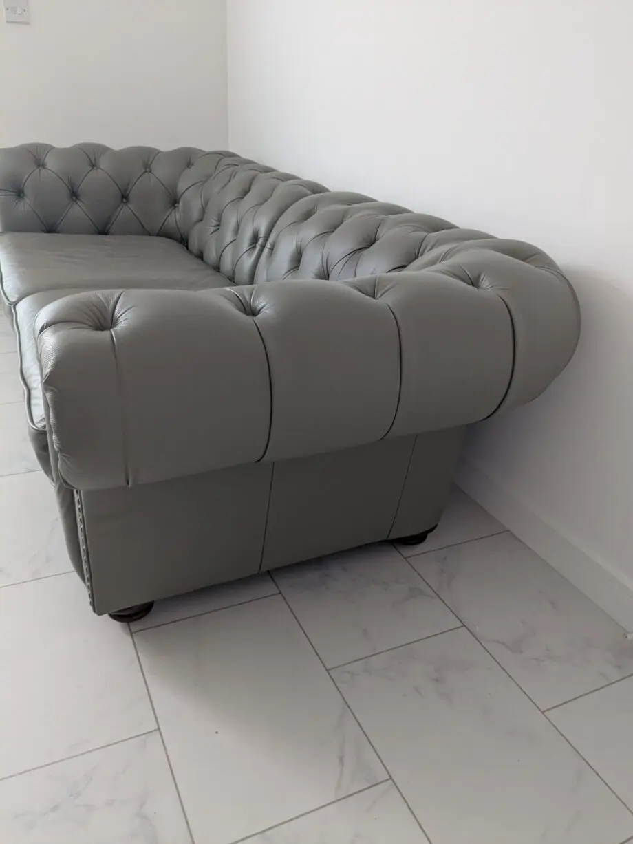 DFS leather Chesterfield sofa and armchair