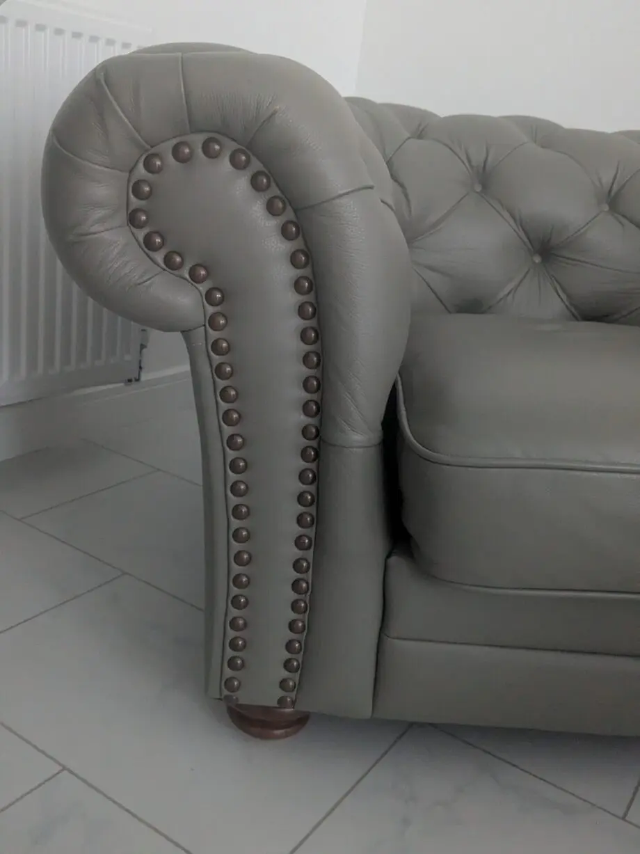 DFS leather Chesterfield sofa and armchair