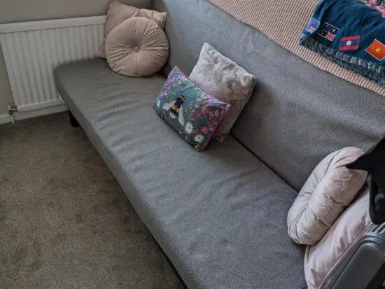 Ikea 3 Seat Sofa Bed with Foam Mattress Black/Light Grey