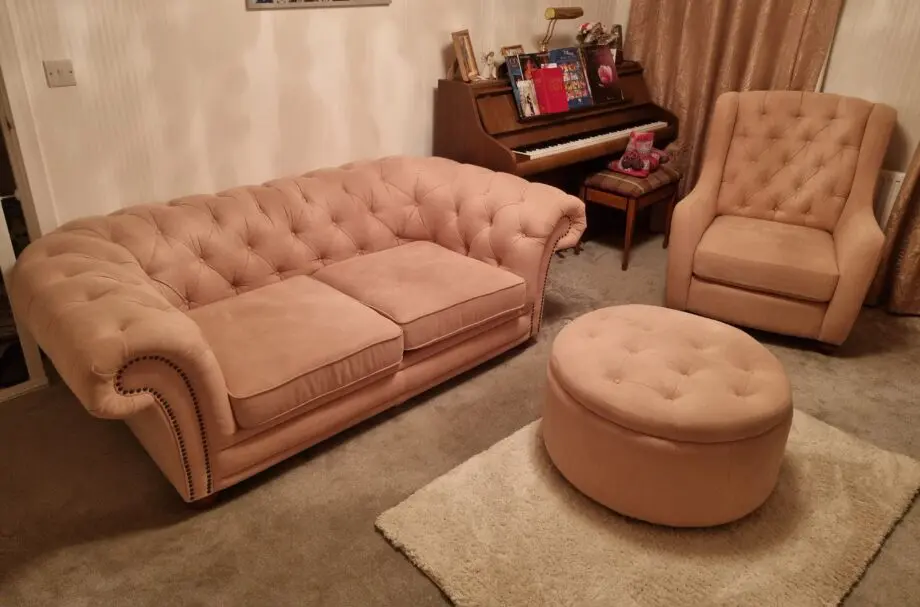 Sofology Pink Sofa, Chair & Footstool Set