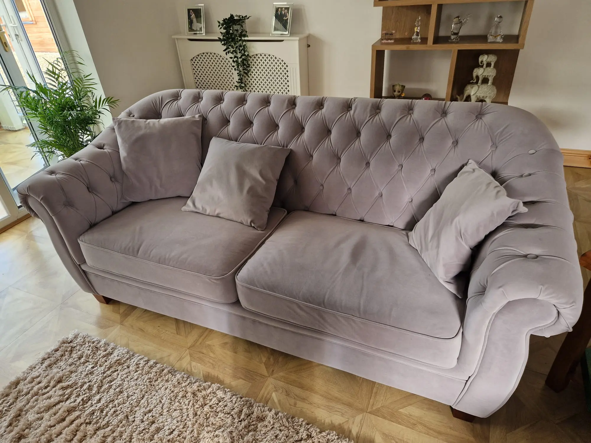 Chesterfield Light Grey Velvet 2 Seater and 3 Seater Sofa