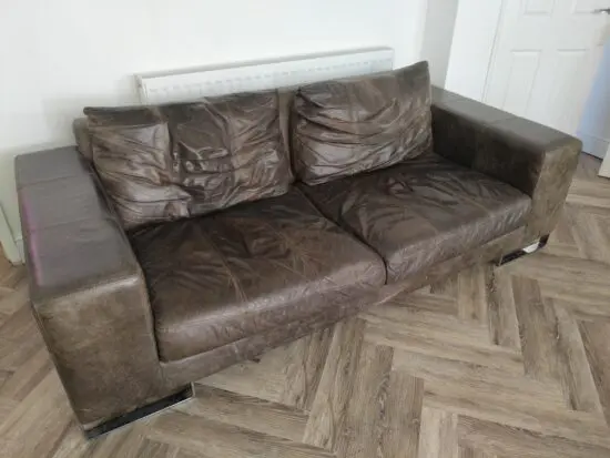 Contemporary leather three seater sofa