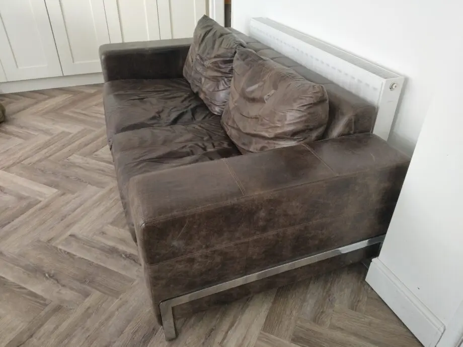 Contemporary leather three seater sofa