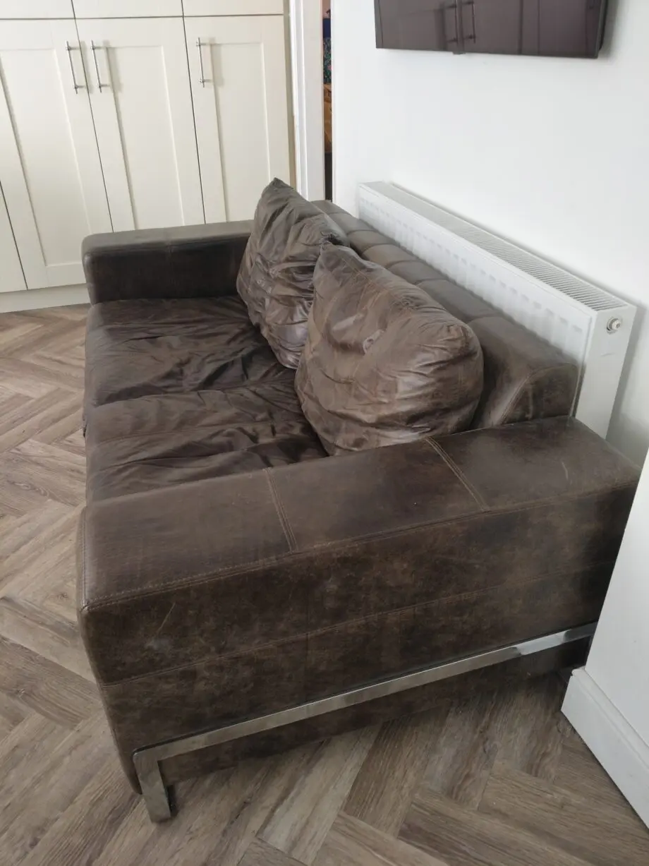 Contemporary leather three seater sofa
