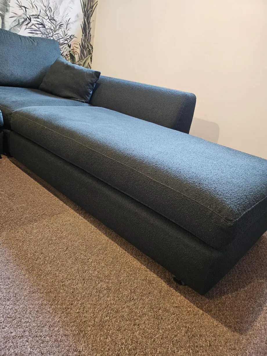 Calix Left Hand Facing 3 Piece Swivel Sofa Bed Chaise. Colour: Forest Green