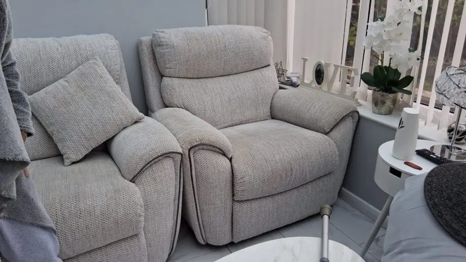 Like new Chair and 2 seater, DFS lazy boy, beige