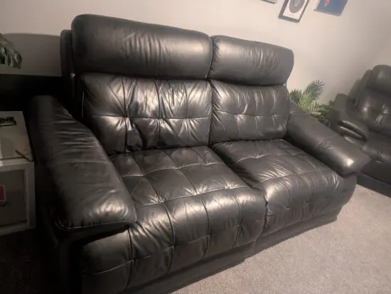 La-Z-Boy Black Leather Electric Recliner Set — 3-Seater + Swivel Recliner Chair