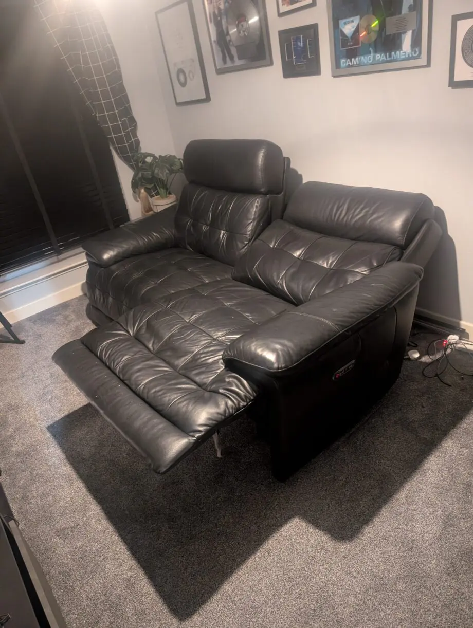 La-Z-Boy Black Leather Electric Recliner Set — 3-Seater + Swivel Recliner Chair
