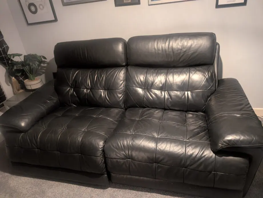 La-Z-Boy Black Leather Electric Recliner Set — 3-Seater + Swivel Recliner Chair