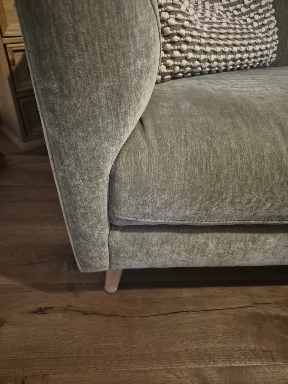 Olive green 3 seater sofa with armchair