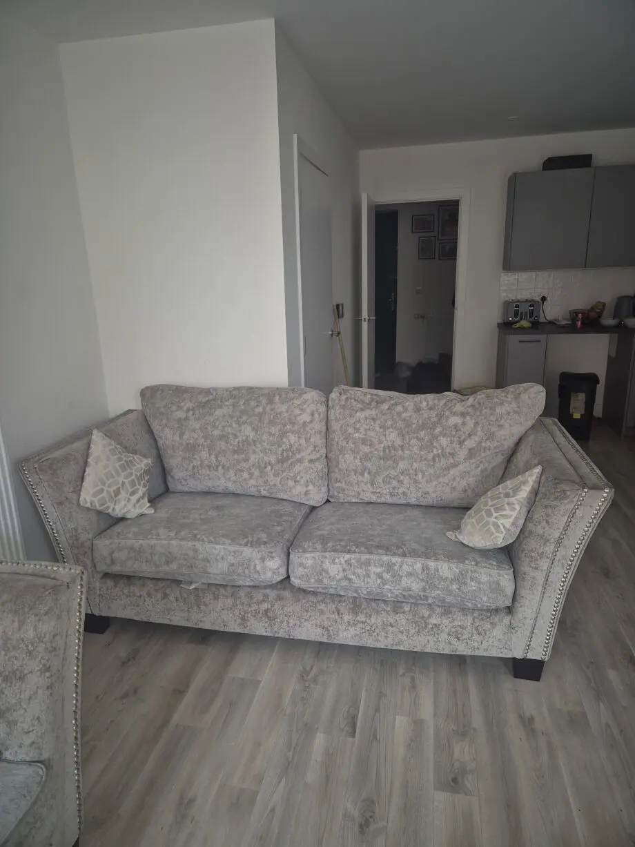 Set of 2 SCS Light Grey studded sofa
